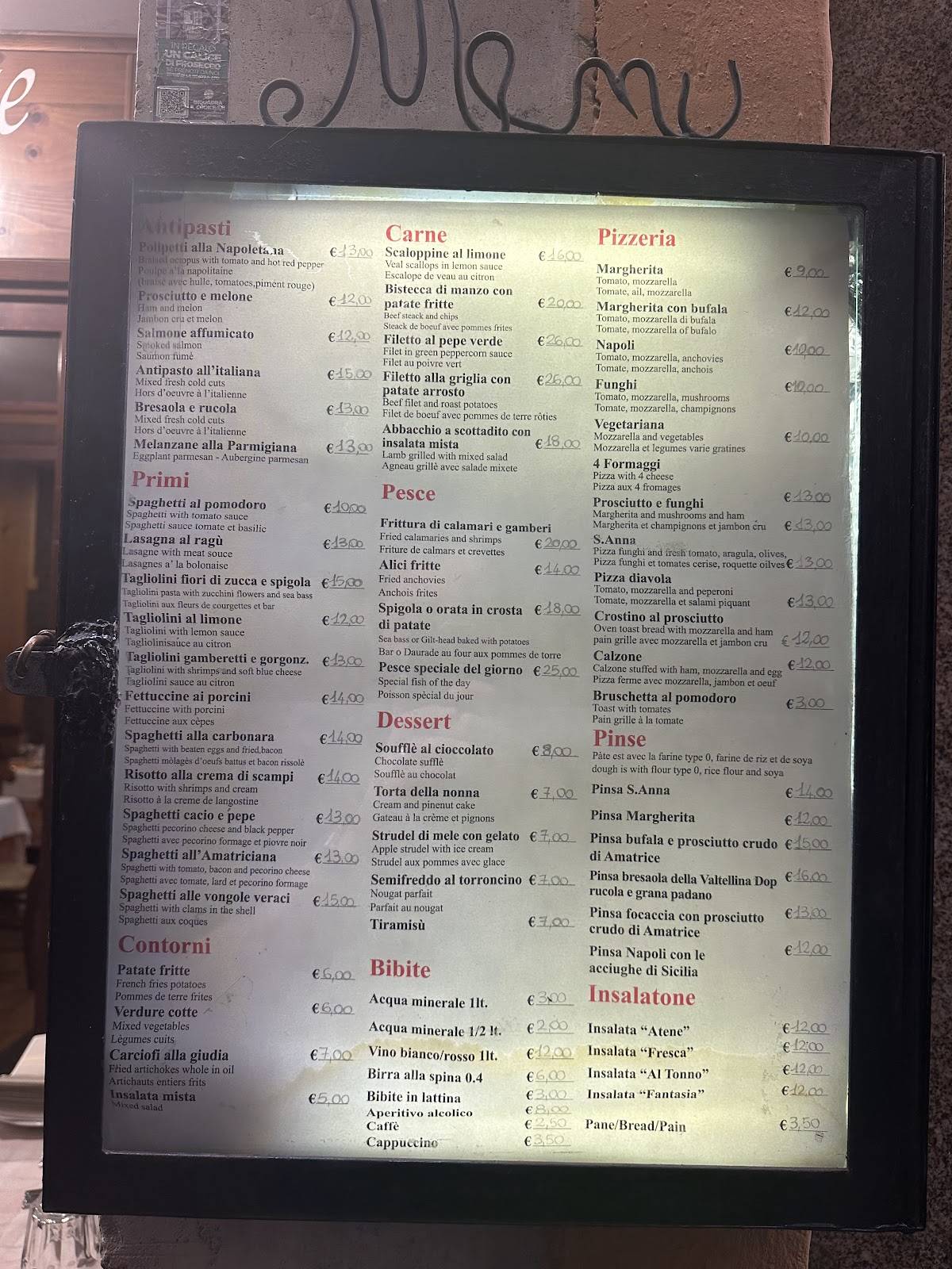Menu di Ristorante Sant'Anna 