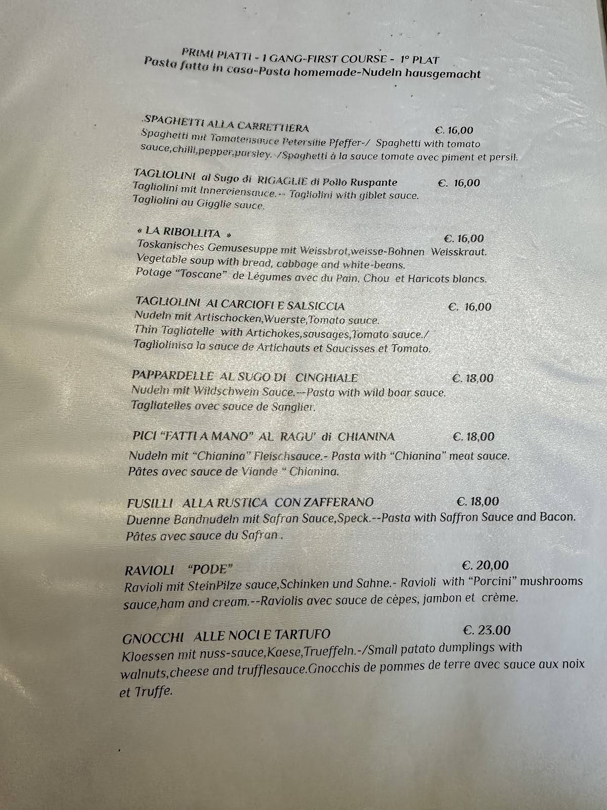 Menu di Ristorante da Pode 