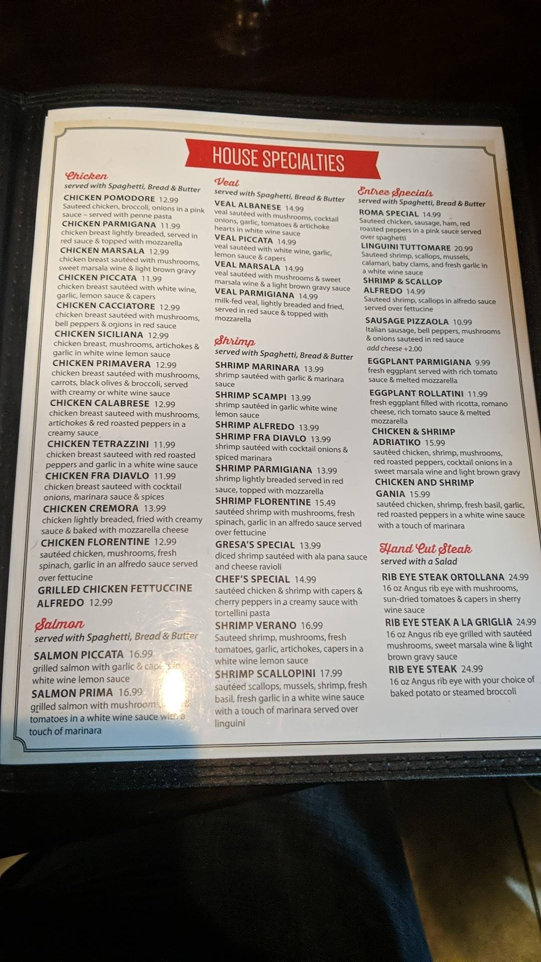 Menu at Roma Italian Restaurant, Bellevue