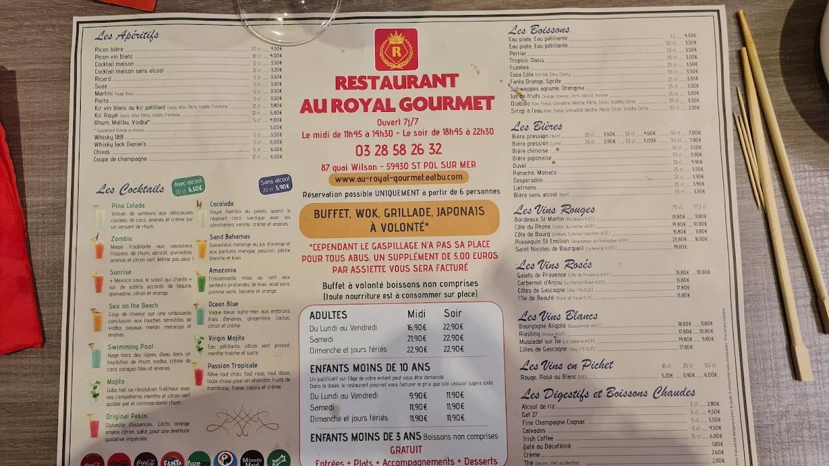 Menu de Royal Gourmet