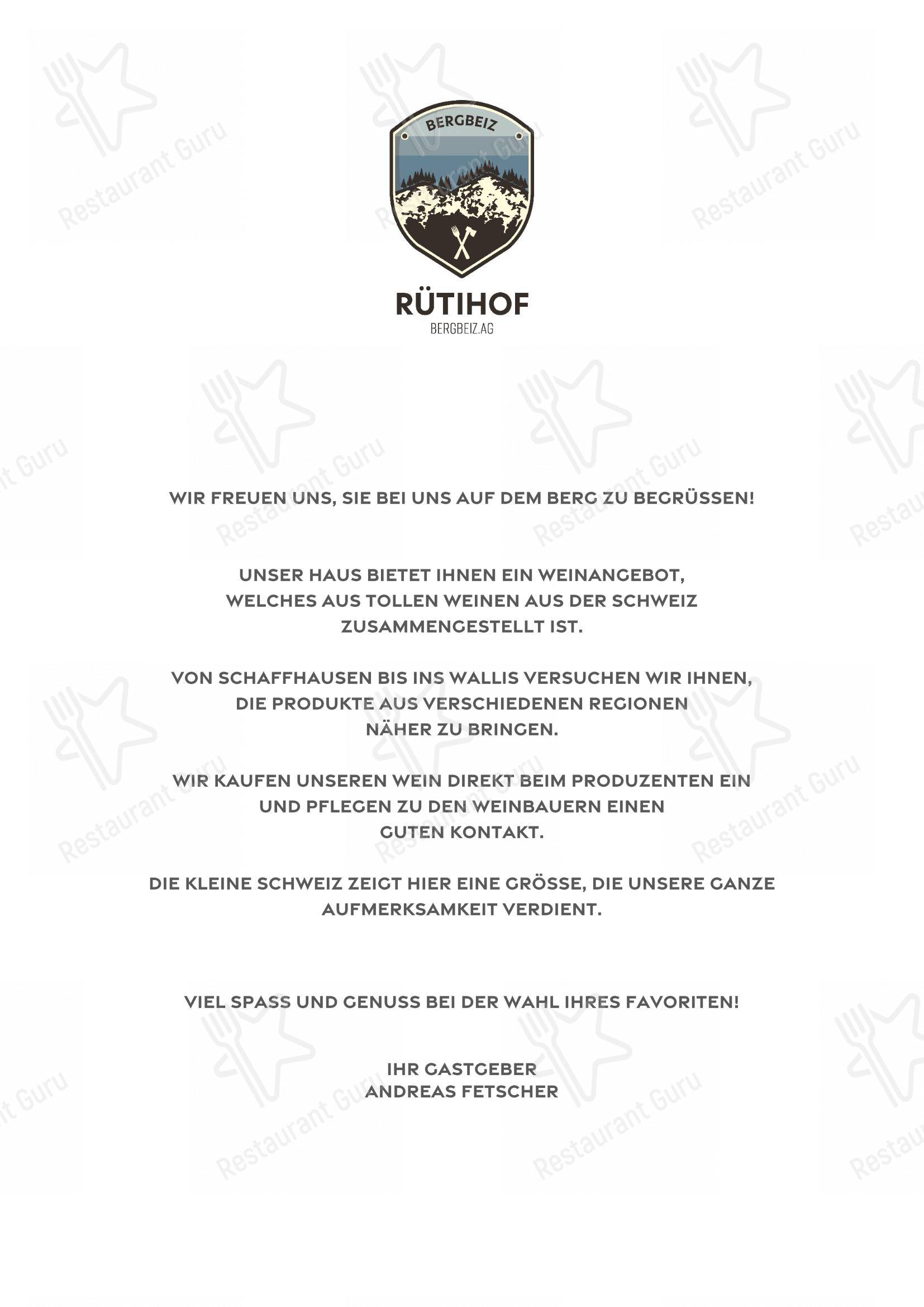 菜单 per Restaurant Rütihof, Gränichen ristorante