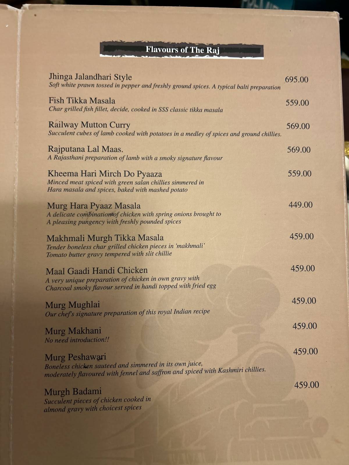 Sahib Sindh Sultan menu