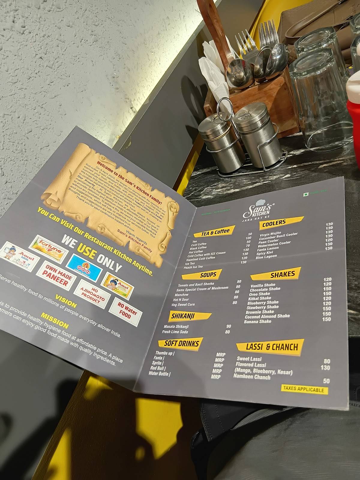 Sam's Kitchen menu