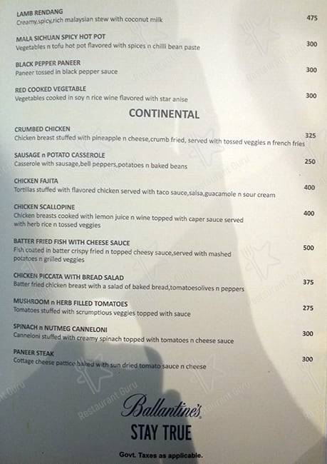 Satkar Grande menu