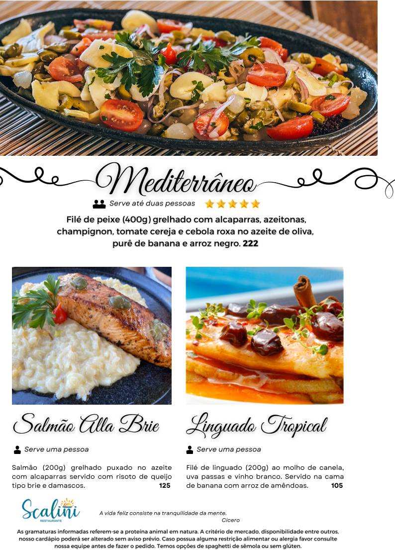 Scalini Restaurante cardápio