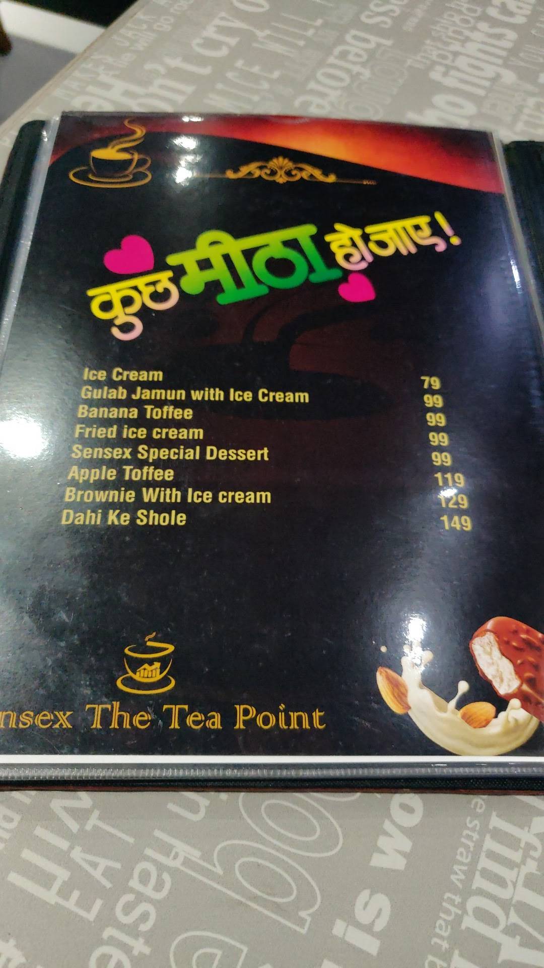 Sensex The Tea Point menu