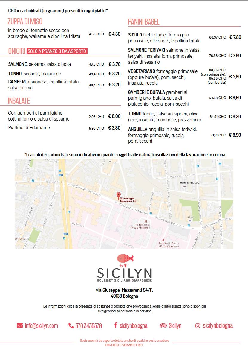 Menu di Sicilyn, Gourmet Siciliano - Giapponese 