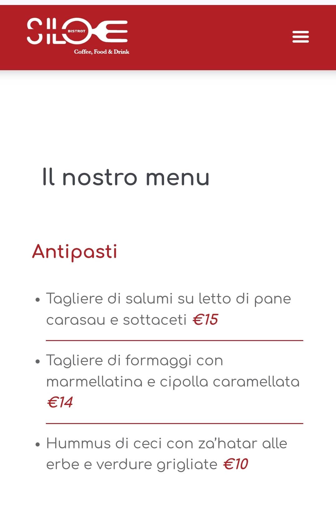 Menu di Siloe Bistrot 