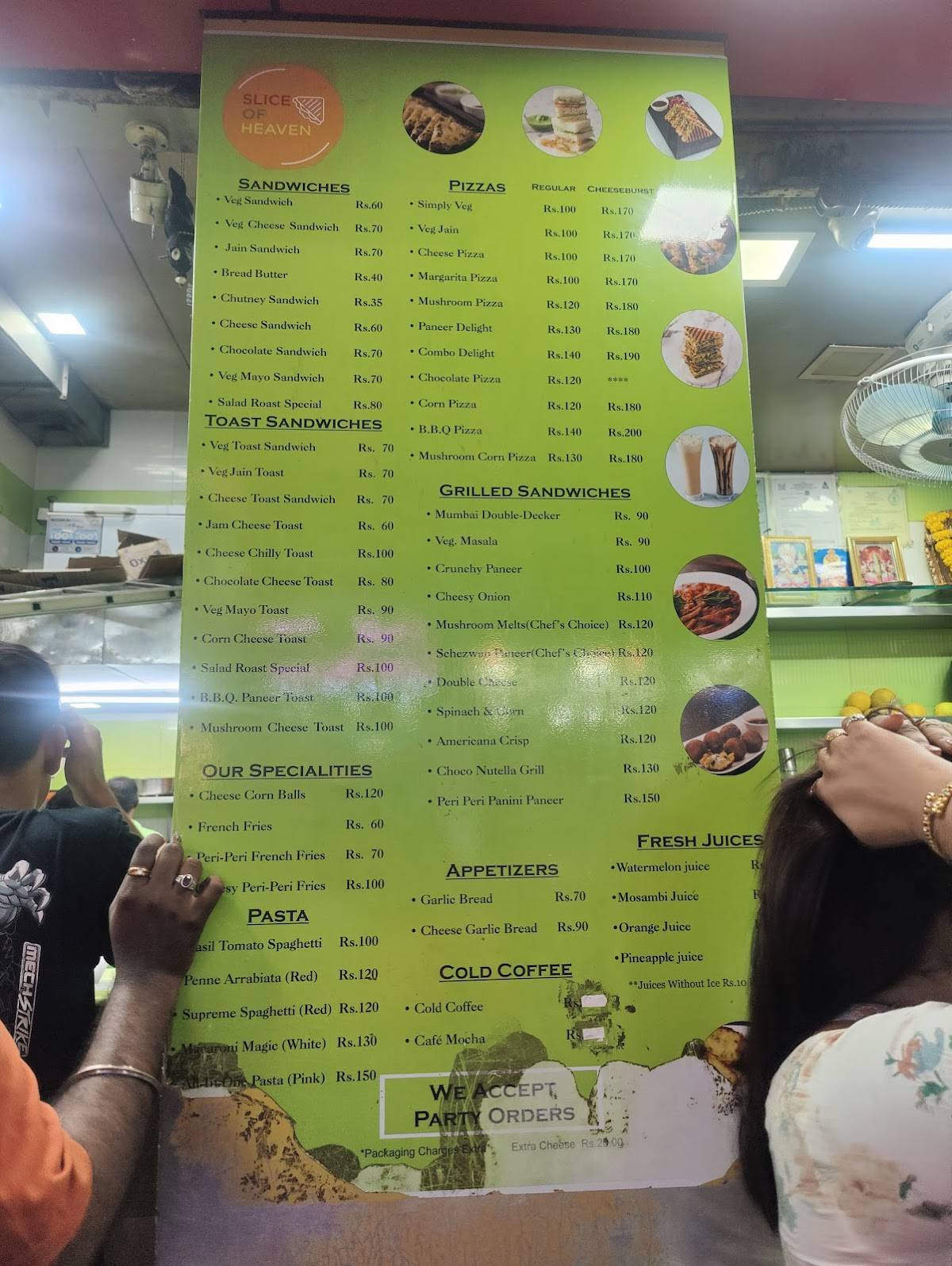 Slice Of Heaven menu