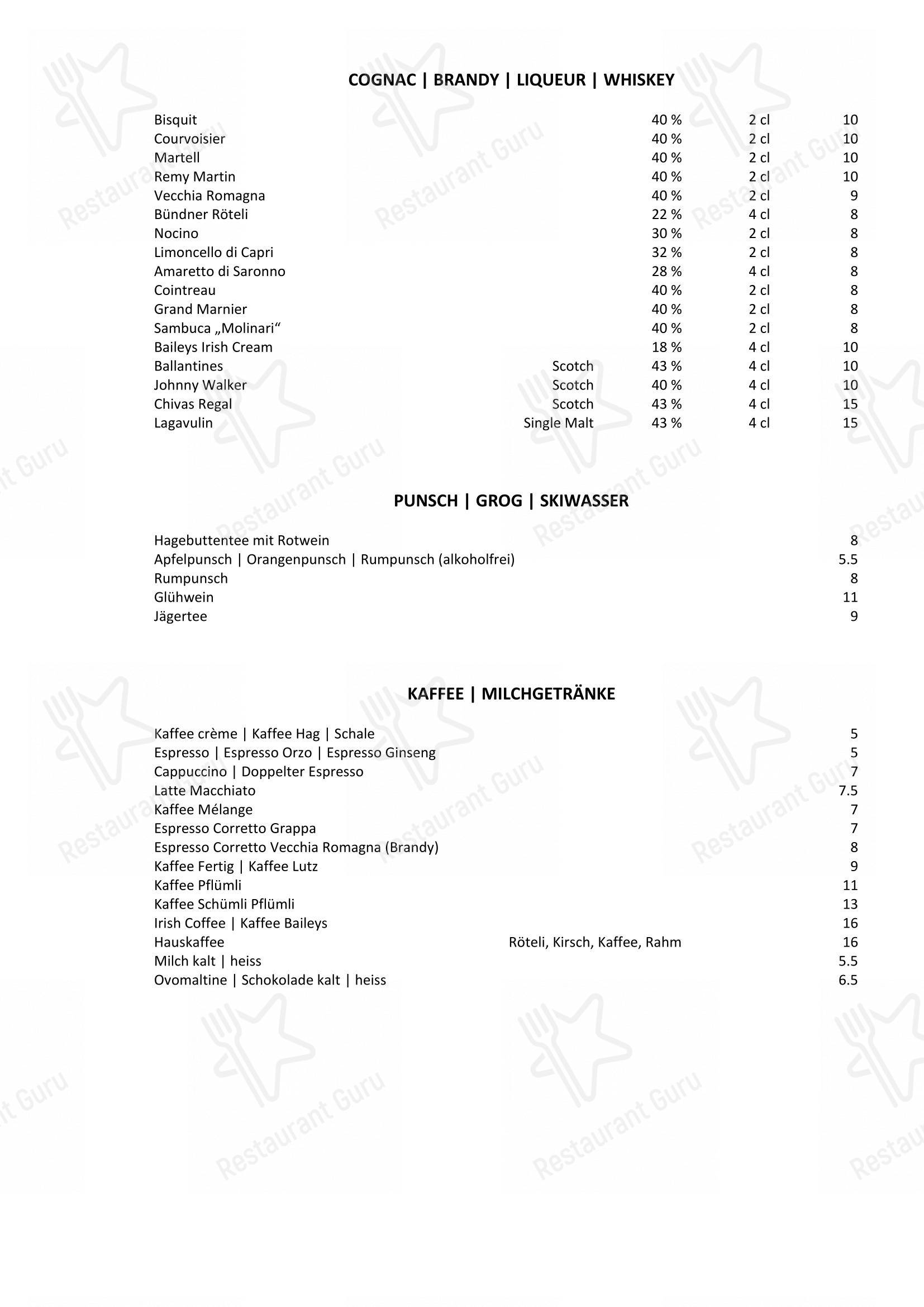 Restaurant Sonne in San Maurizio - Menu bar