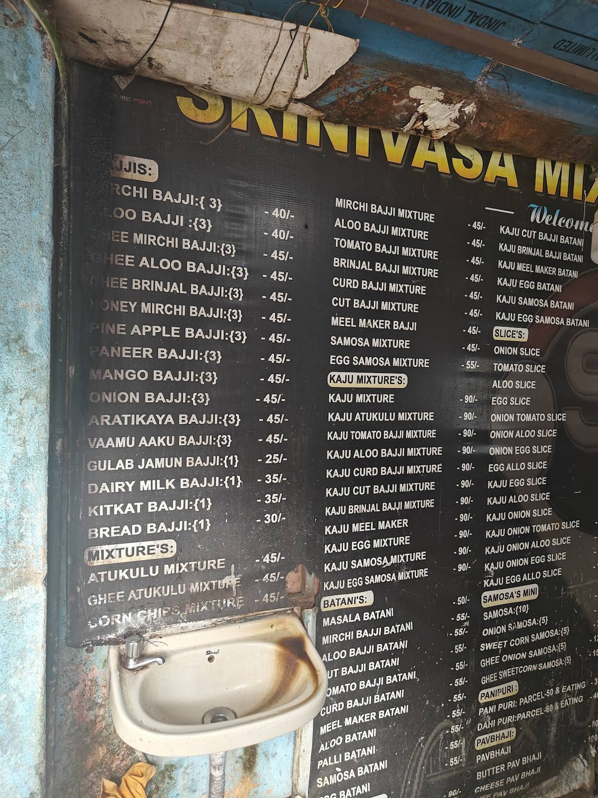 Srinivasa Mixture Point menu