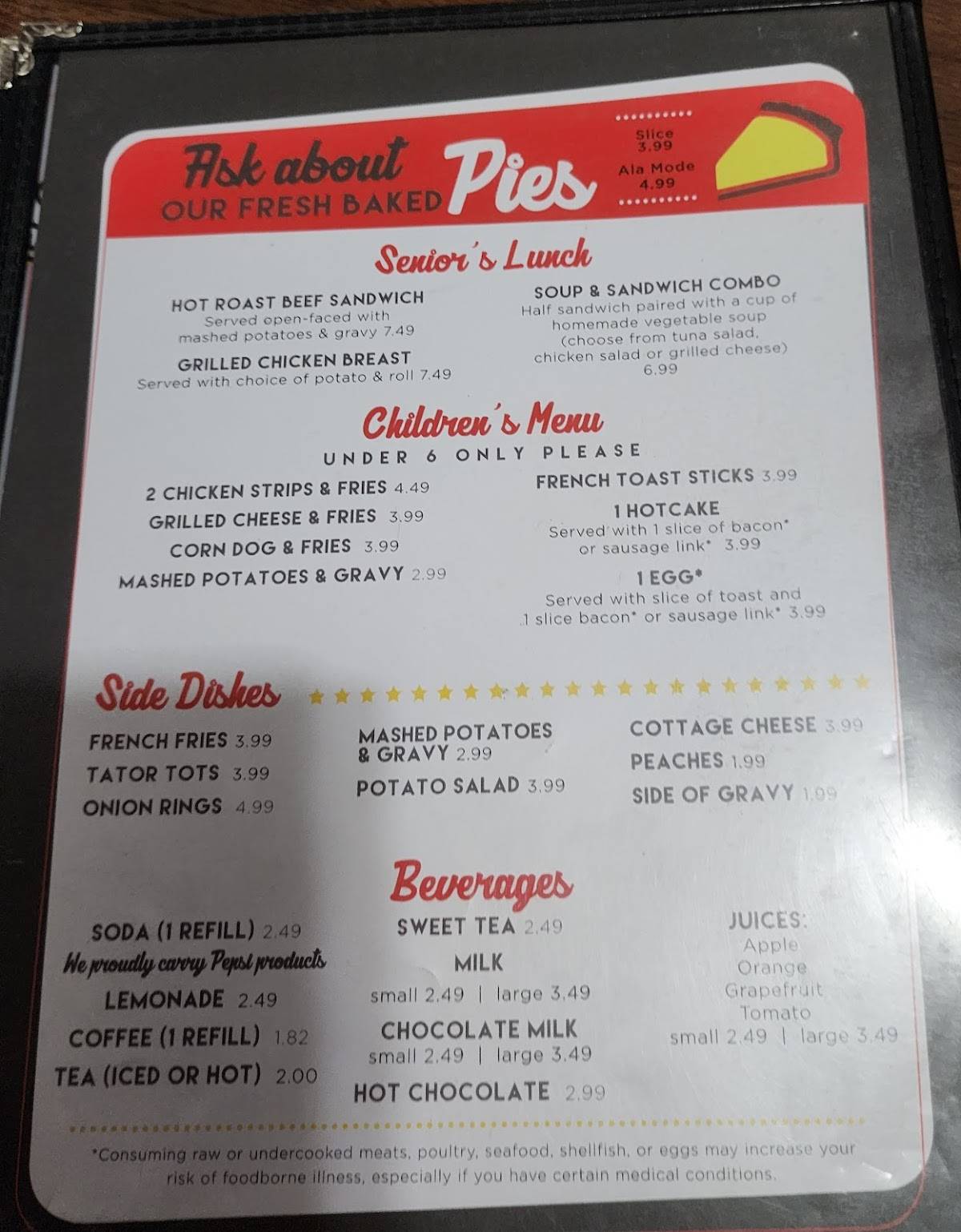 Menu at Stacy's Restaurant, Junction City