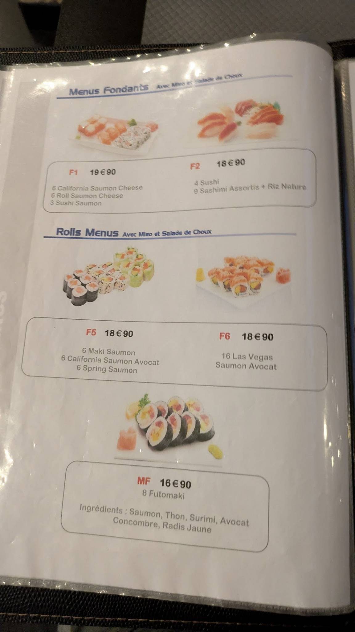 Menu de Sushia