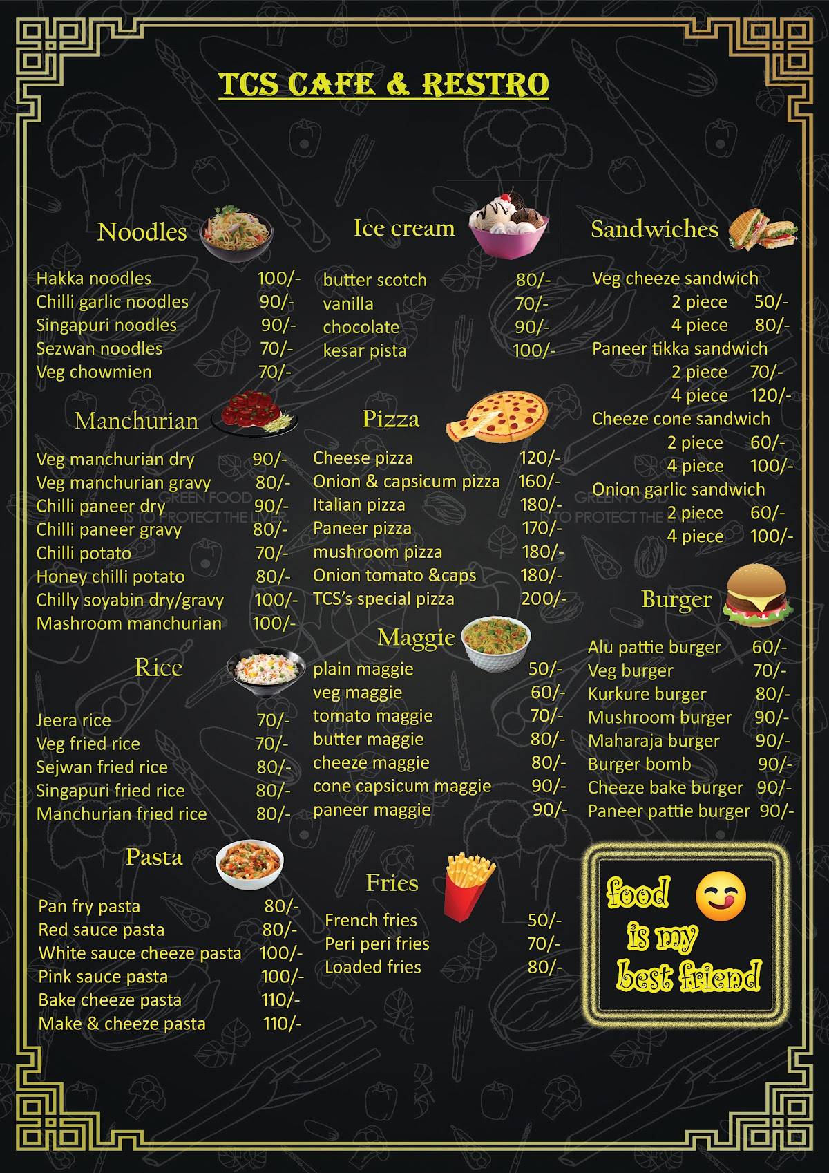 TCS Cafe & restro menu