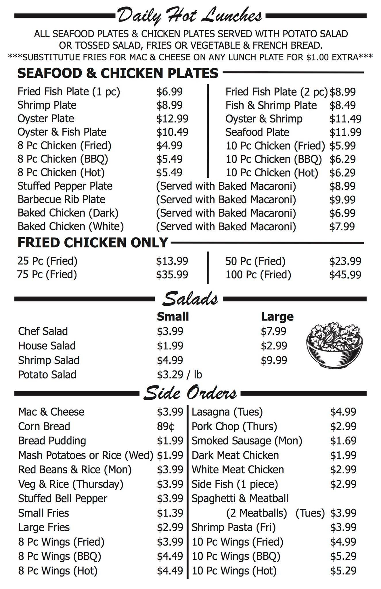 Menu at TRIANGLE DELI restaurant, New Orleans, N Broad St