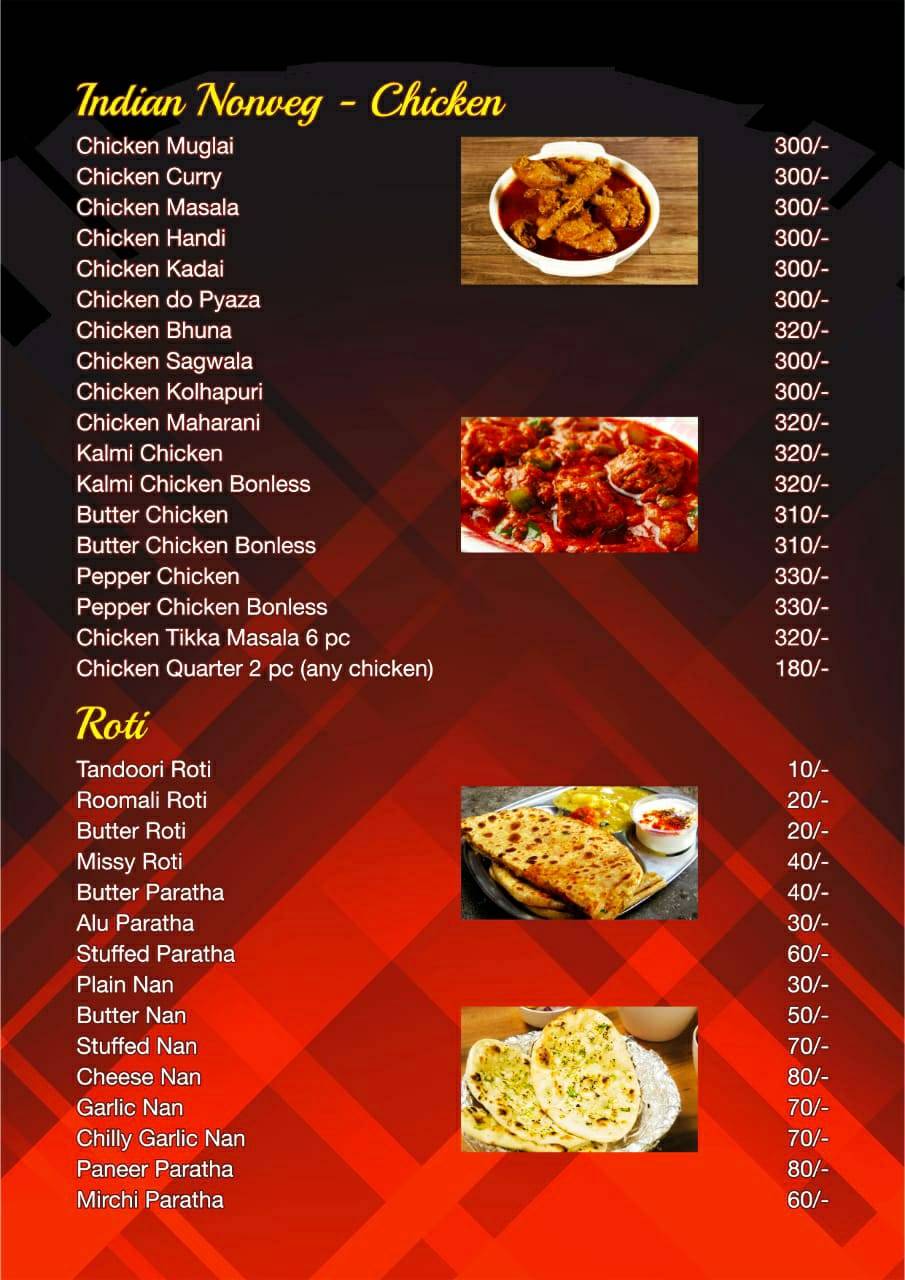 Tadka family restaurant menu