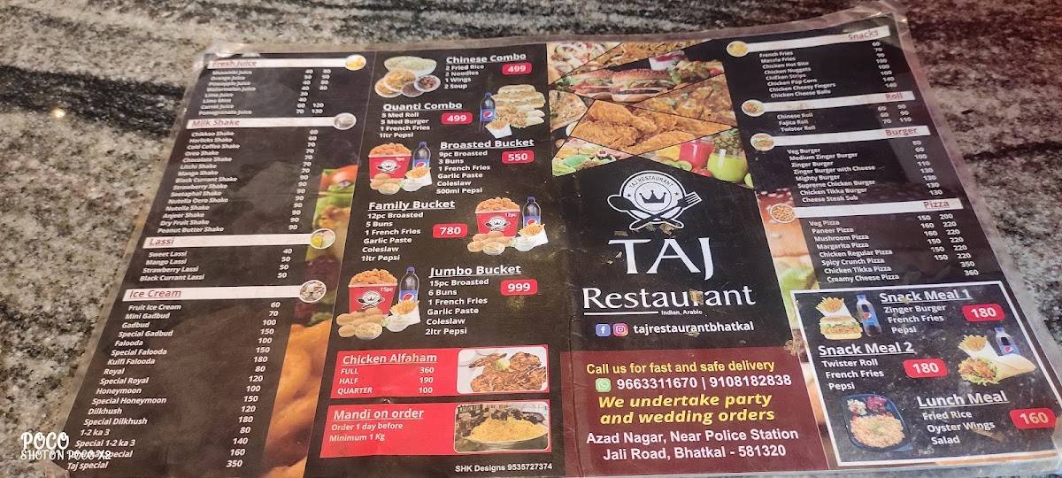 Taj Restaurant menu