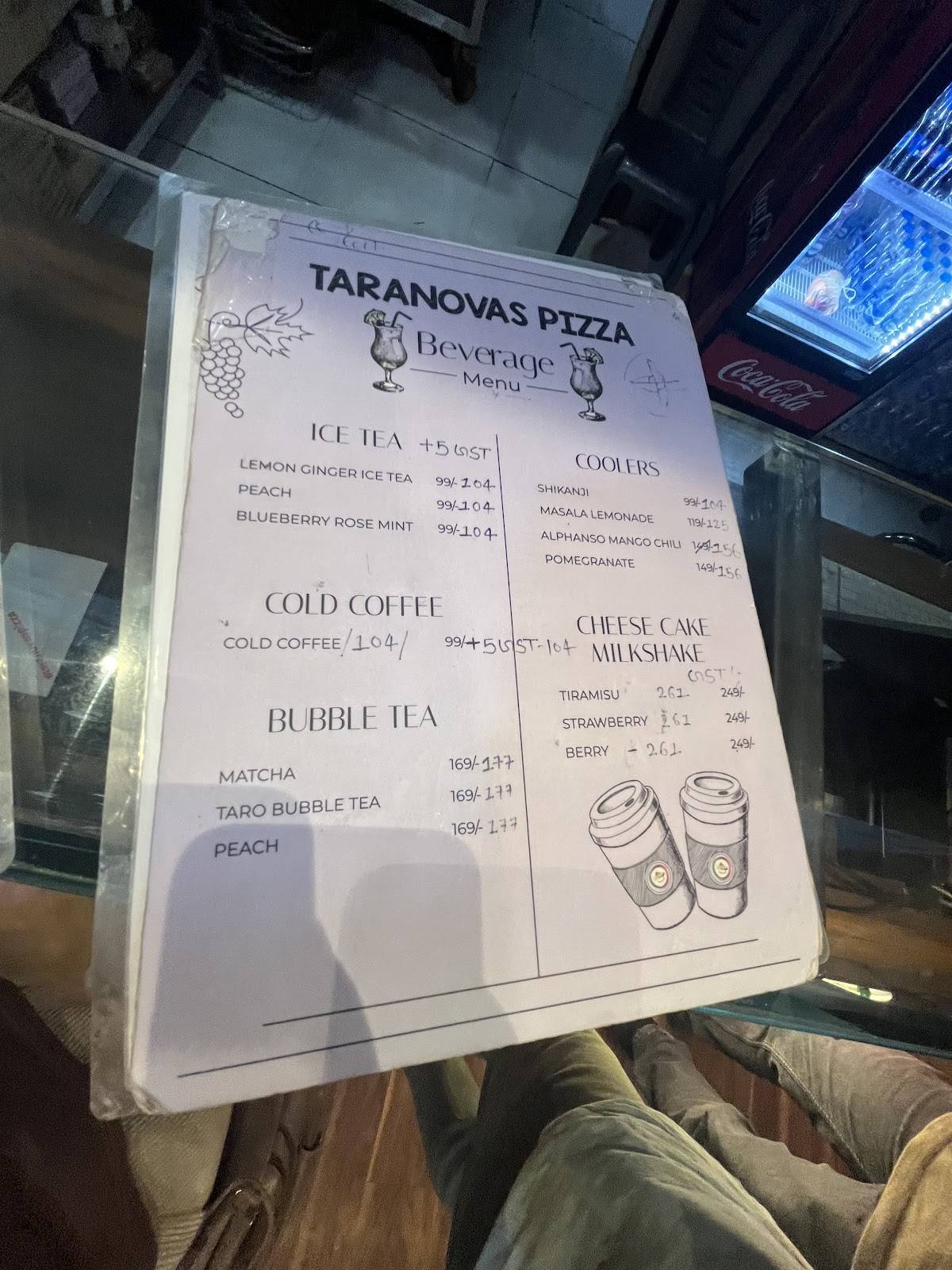 Taranovas Pizza menu