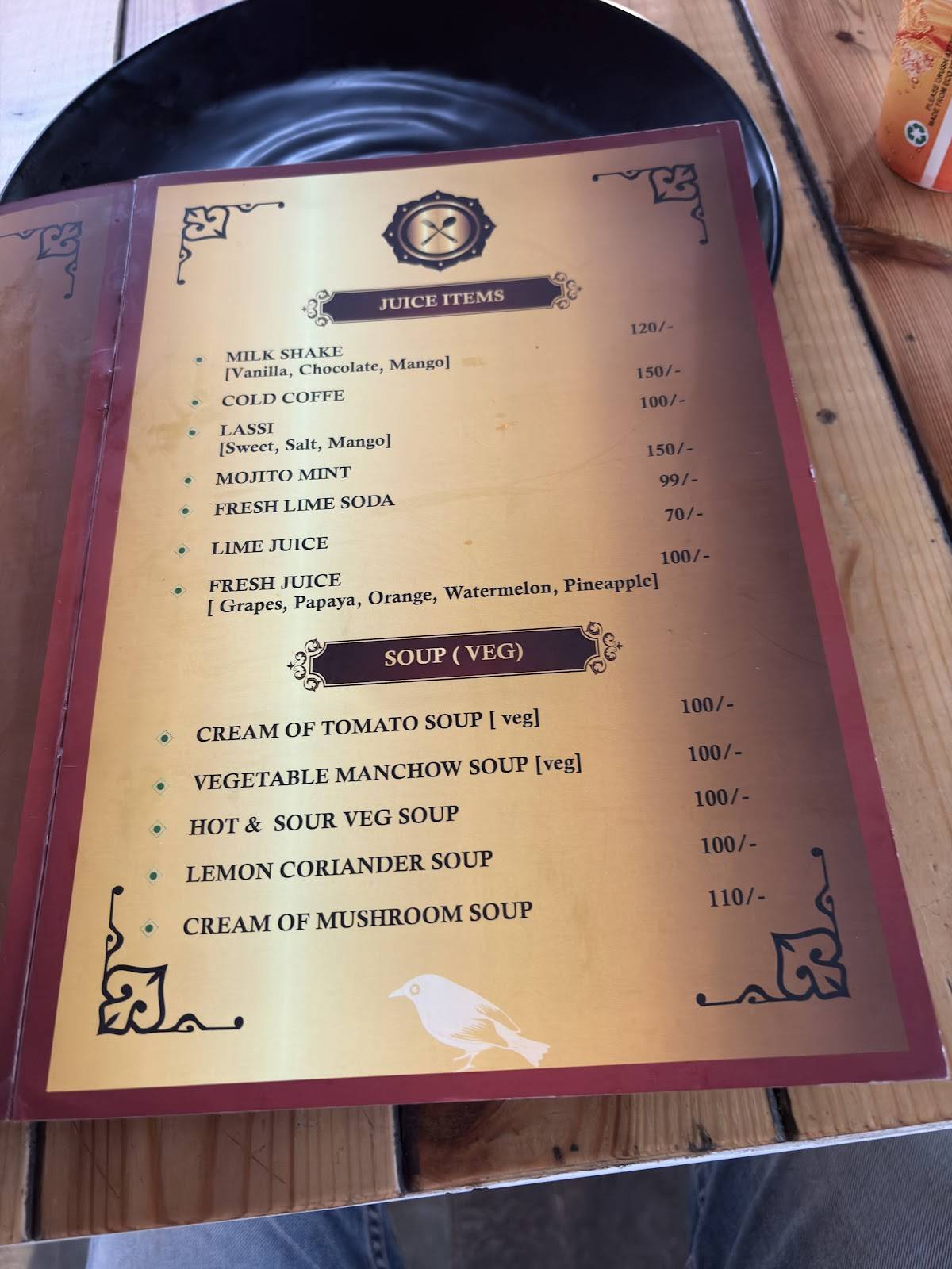 The Border Bells menu