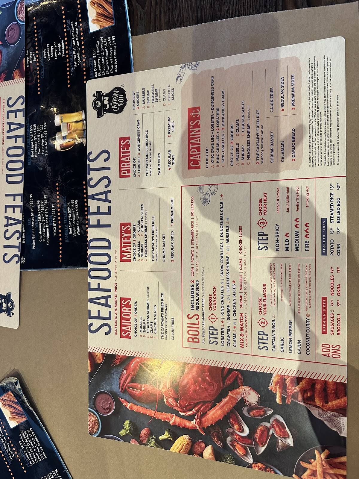 Menu at The Captain's Boil restaurant, Vaughan, Rutherford Rd
