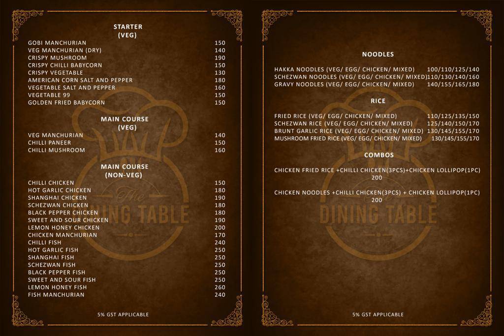Menu at The Dining Table, Kolkata, Rajarhat Main Rd