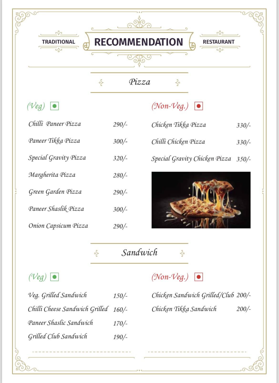 The Gravity- Fine Dine Restaurant menu