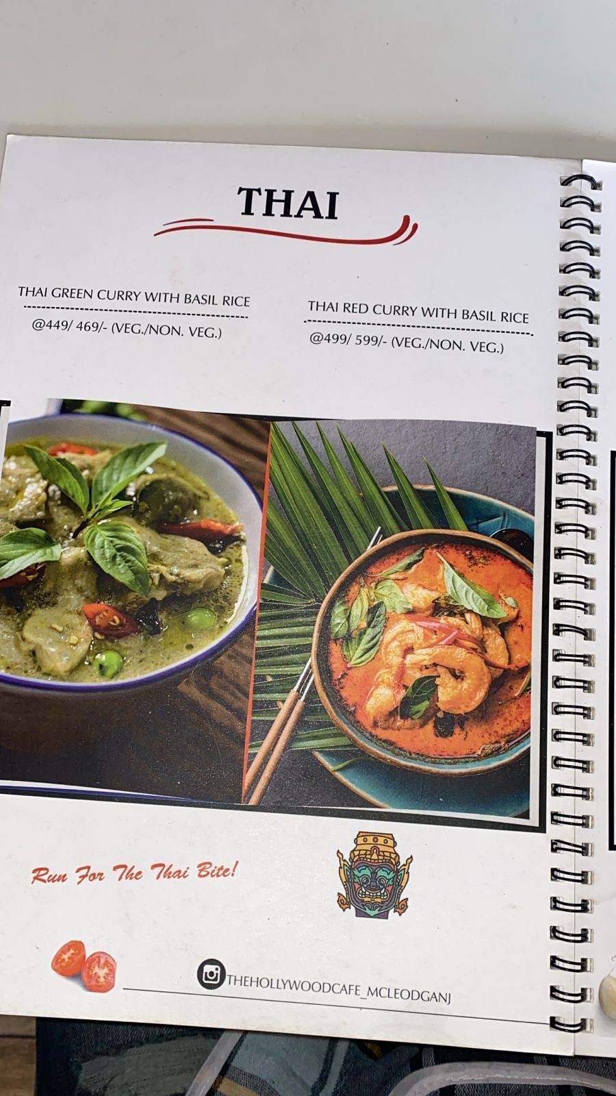 The Hollywood Cafe (THC) menu