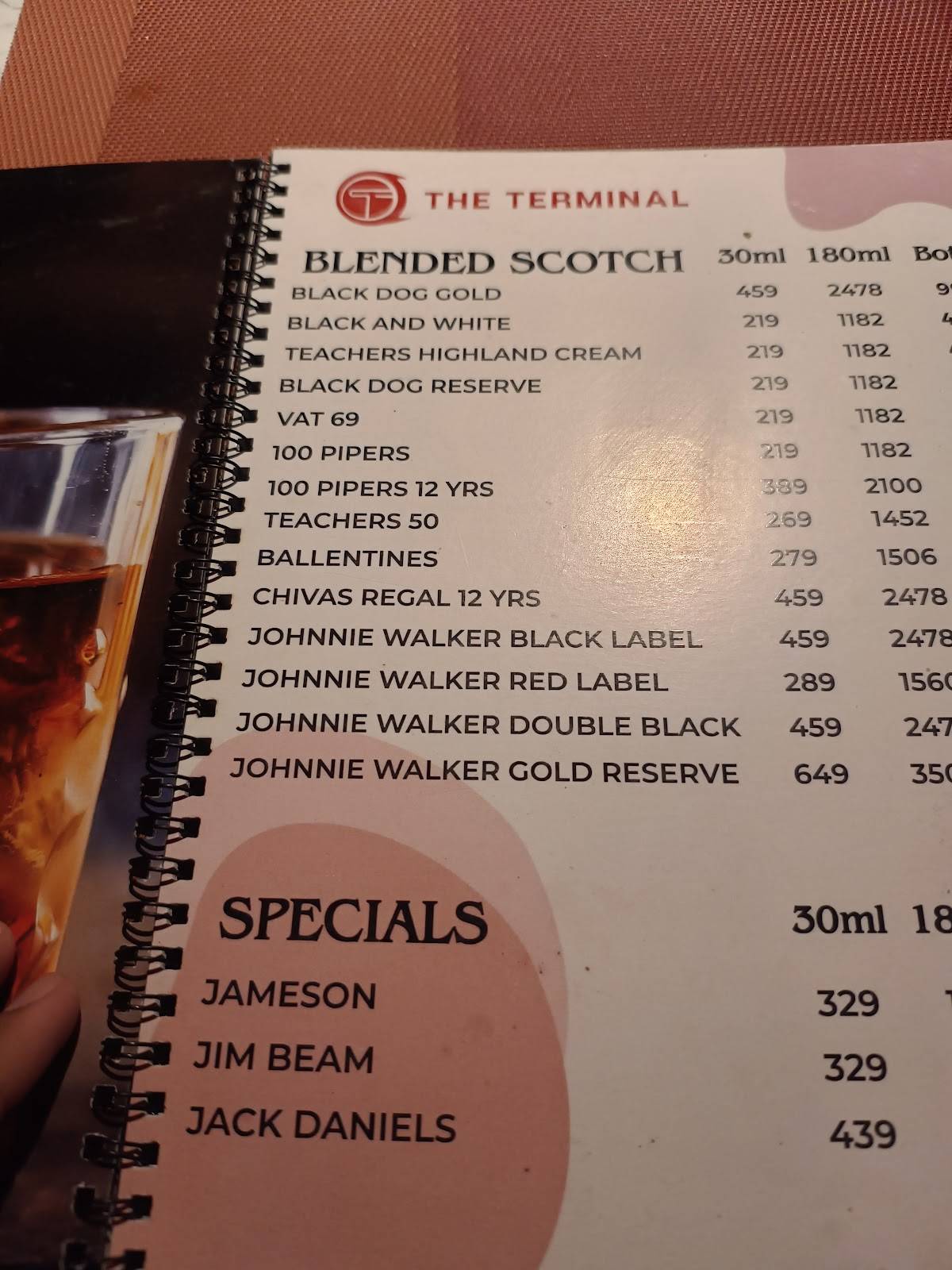 The Terminal Restaurant menu