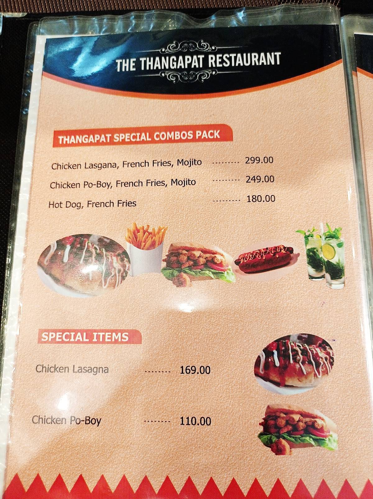 The Thangapat menu