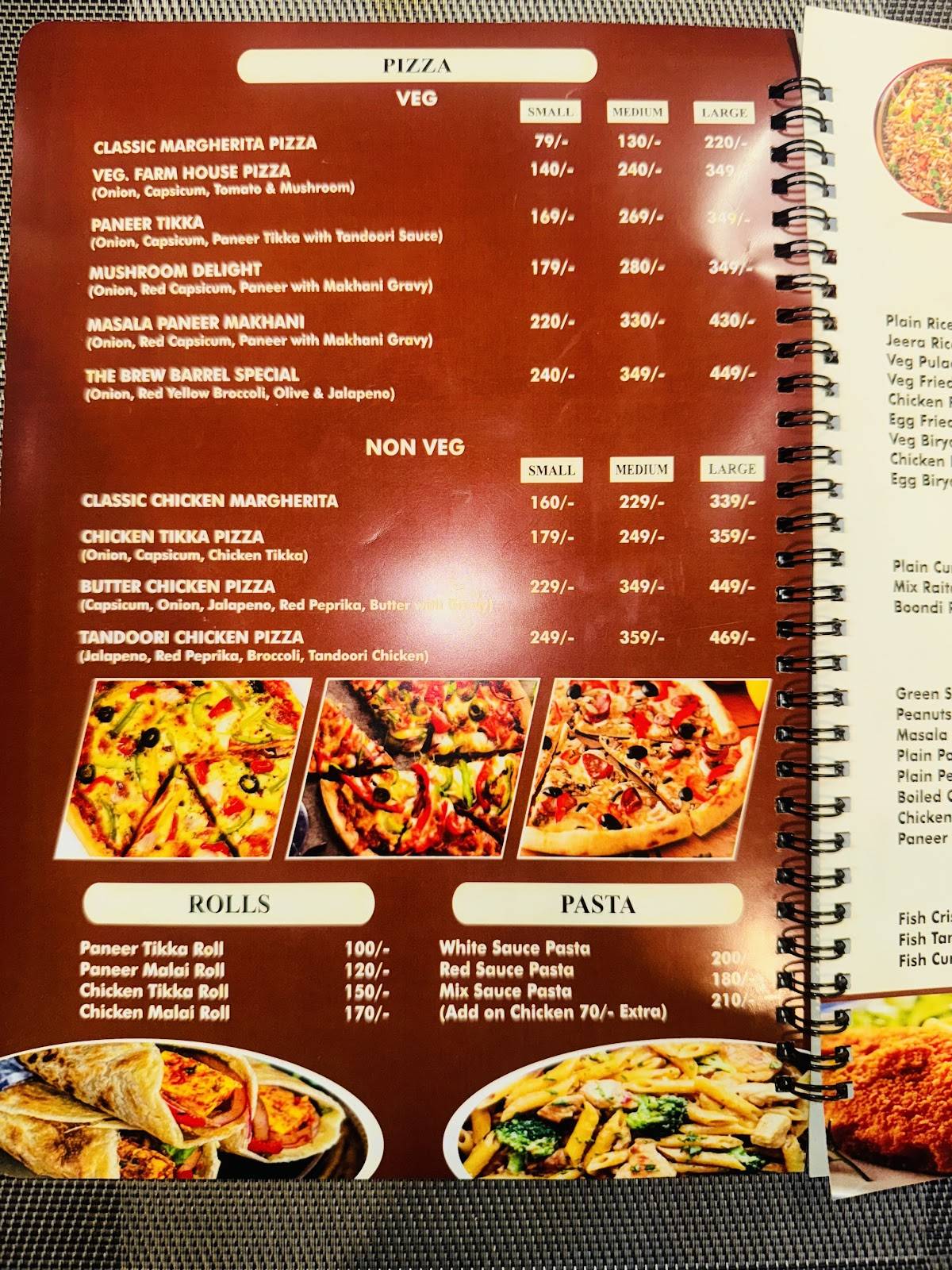 The brew barrel menu