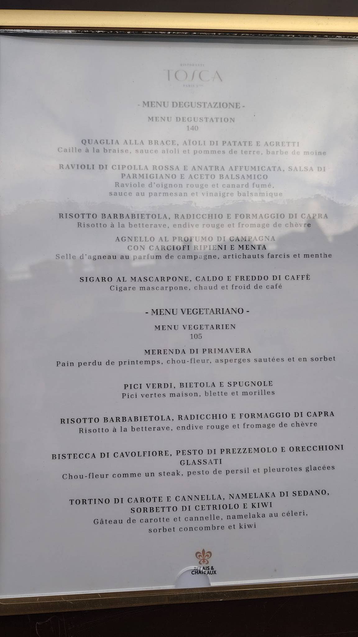 Menu de Tosca