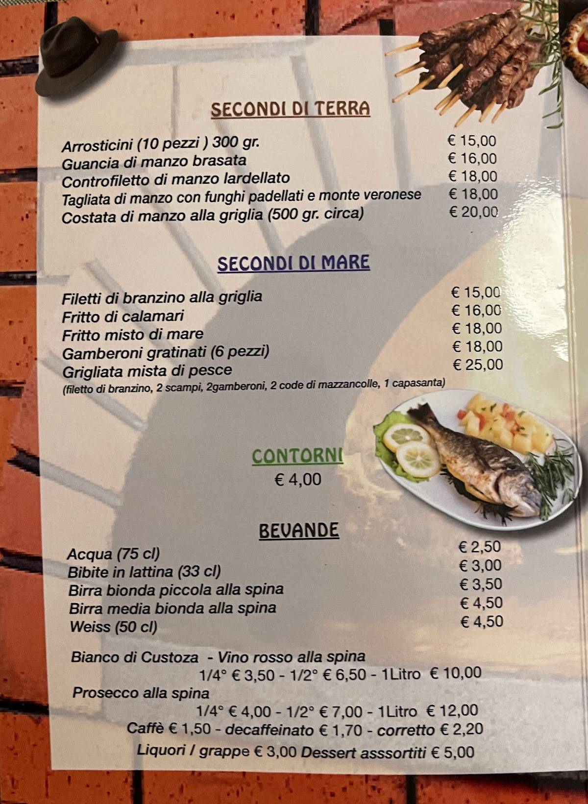 Menu di Trattoria Pizzeria El Capel 