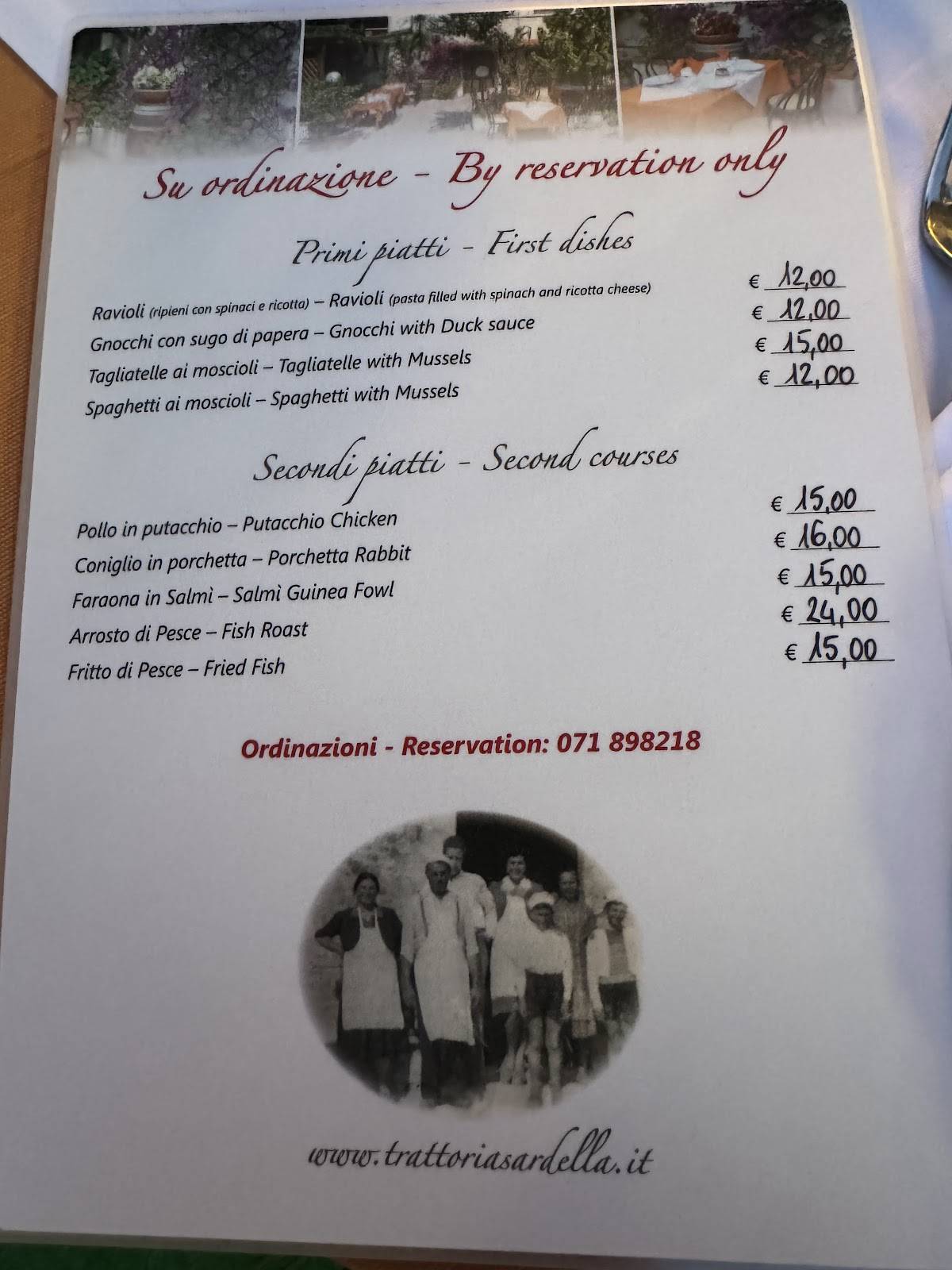 Menu di Trattoria Sardella 