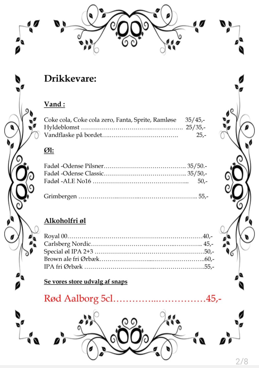 Menu de Restaurant Tre Kroner