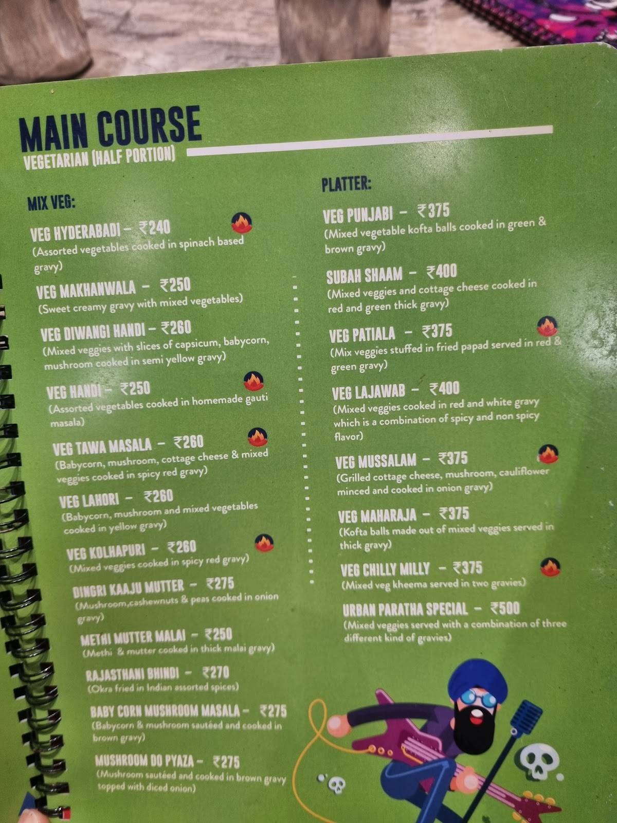 Urban Paratha menu
