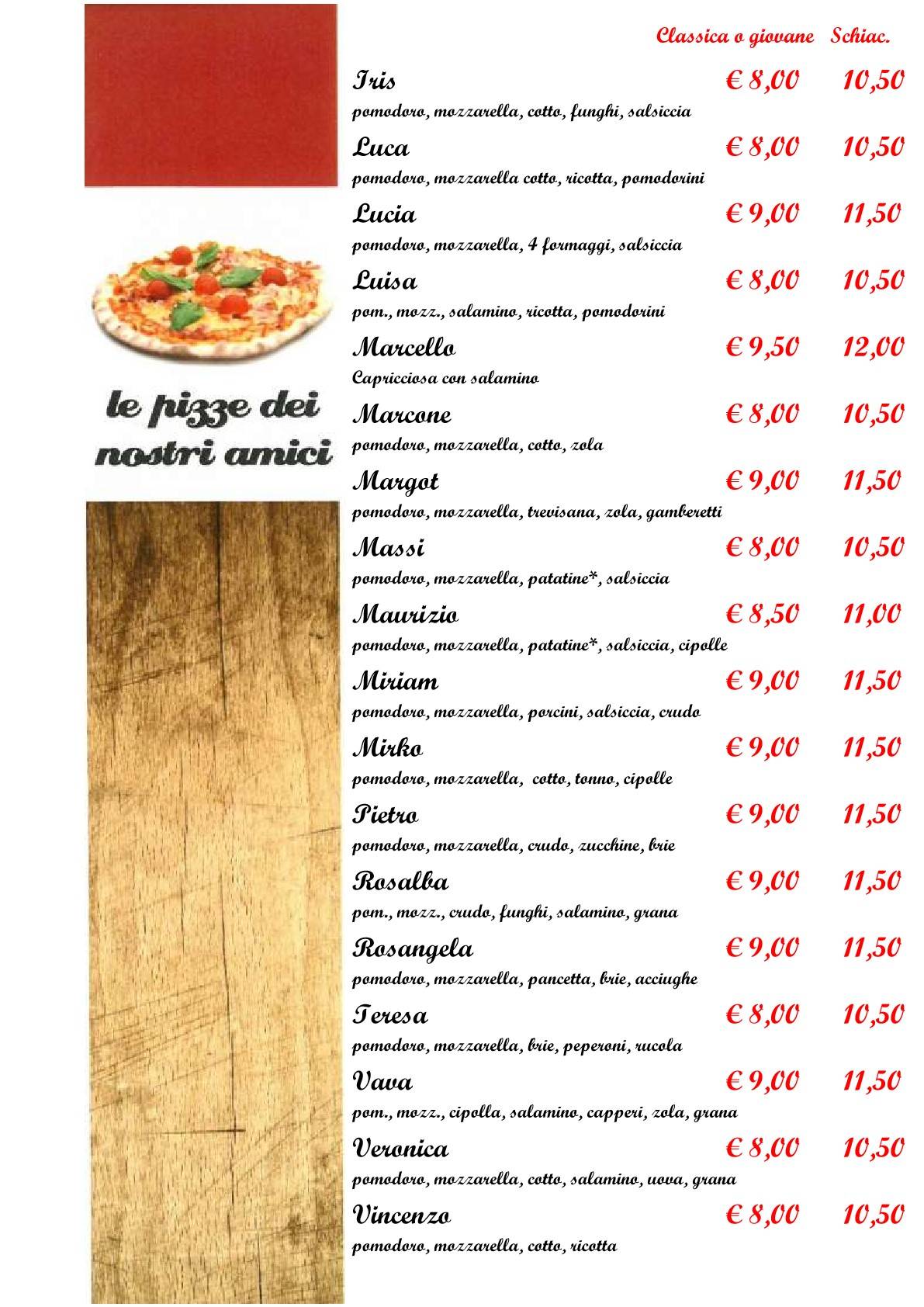 Menu di Vecchio Pozzo 