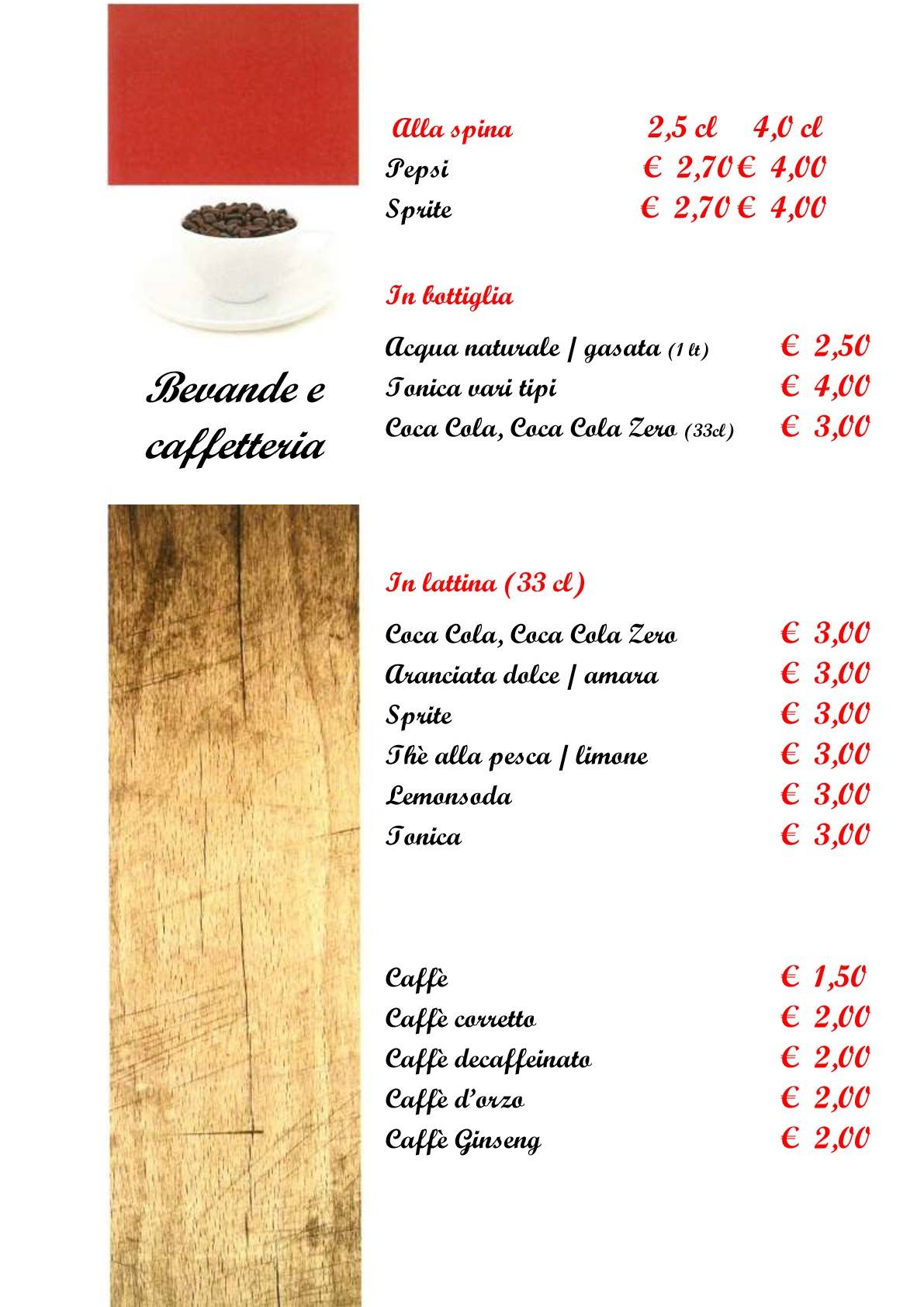 Menu di Vecchio Pozzo 