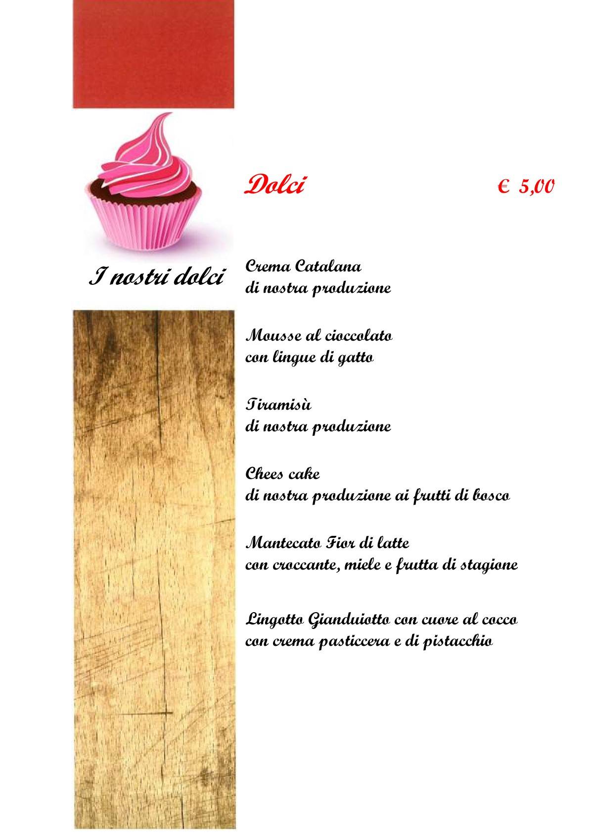 Menu di Vecchio Pozzo 