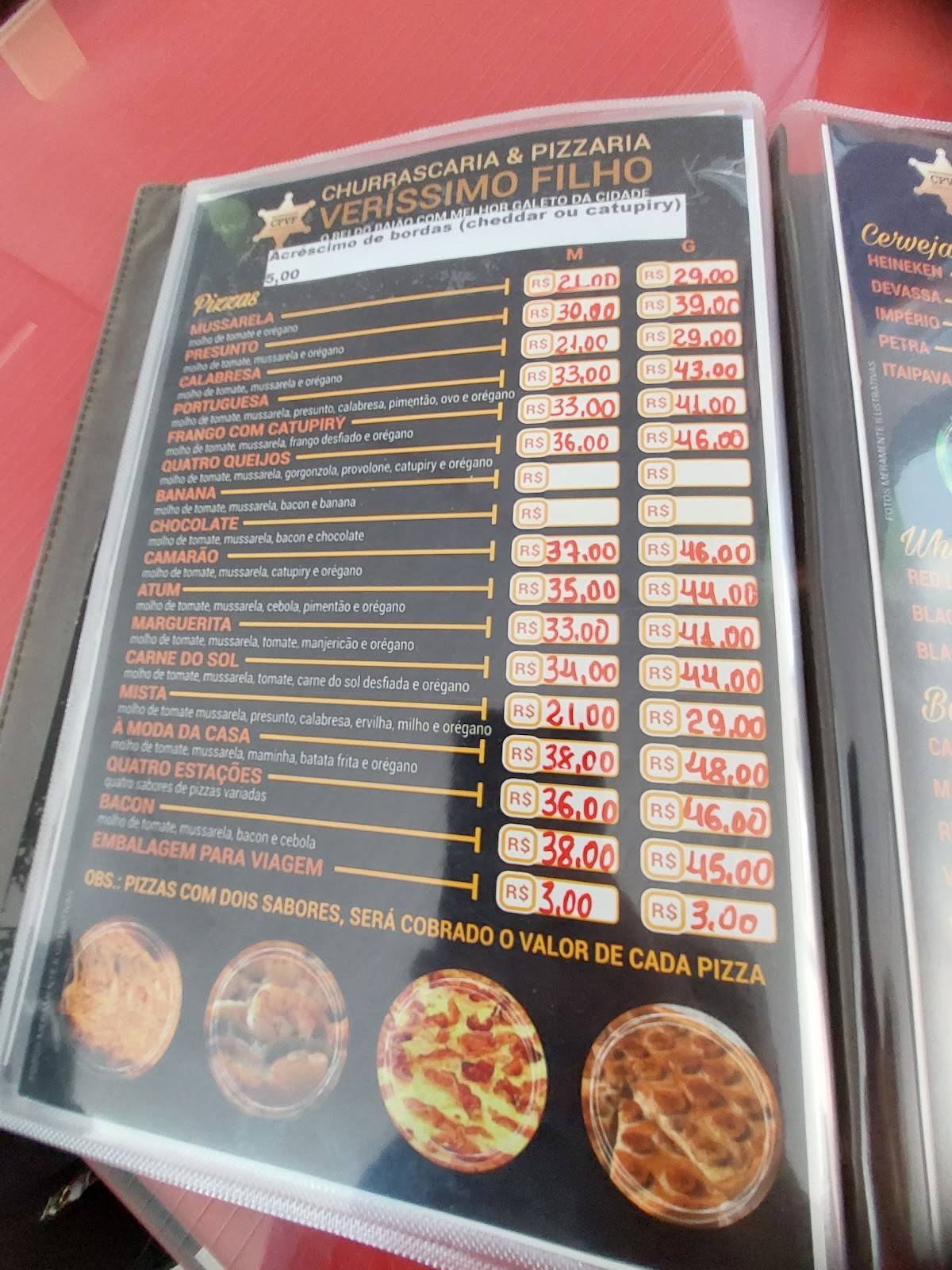 Veríssimo Filho cardápio