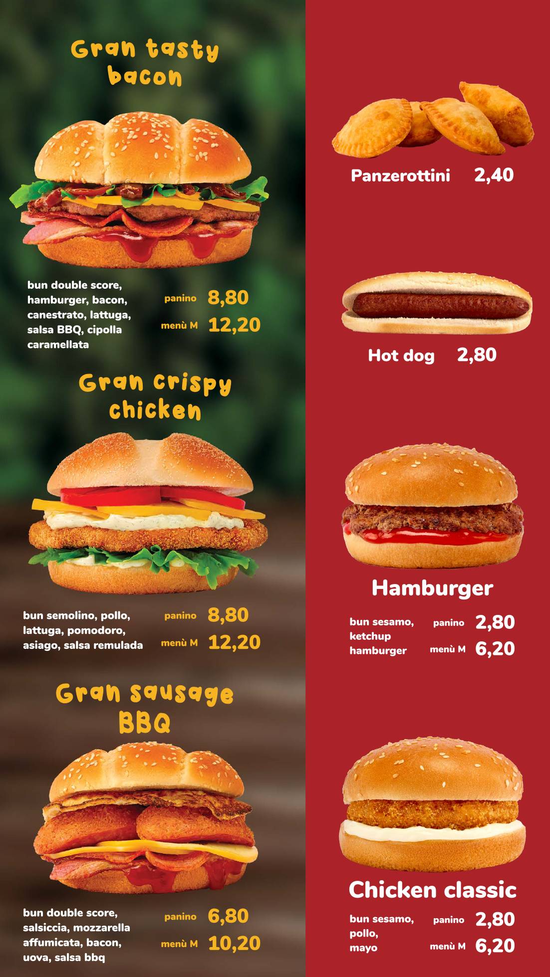 Menu de Walter's Corato
