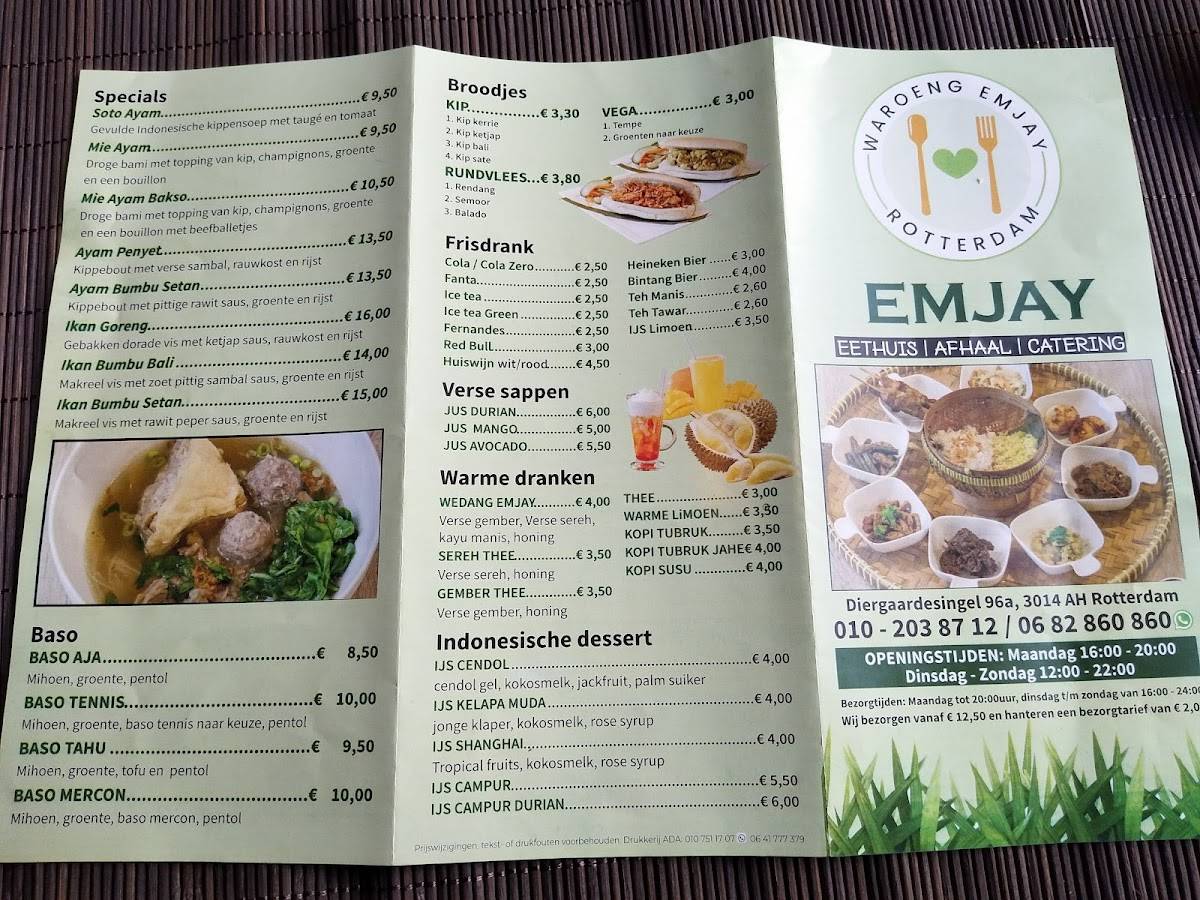 Menu at Waroeng EmJay, Rotterdam
