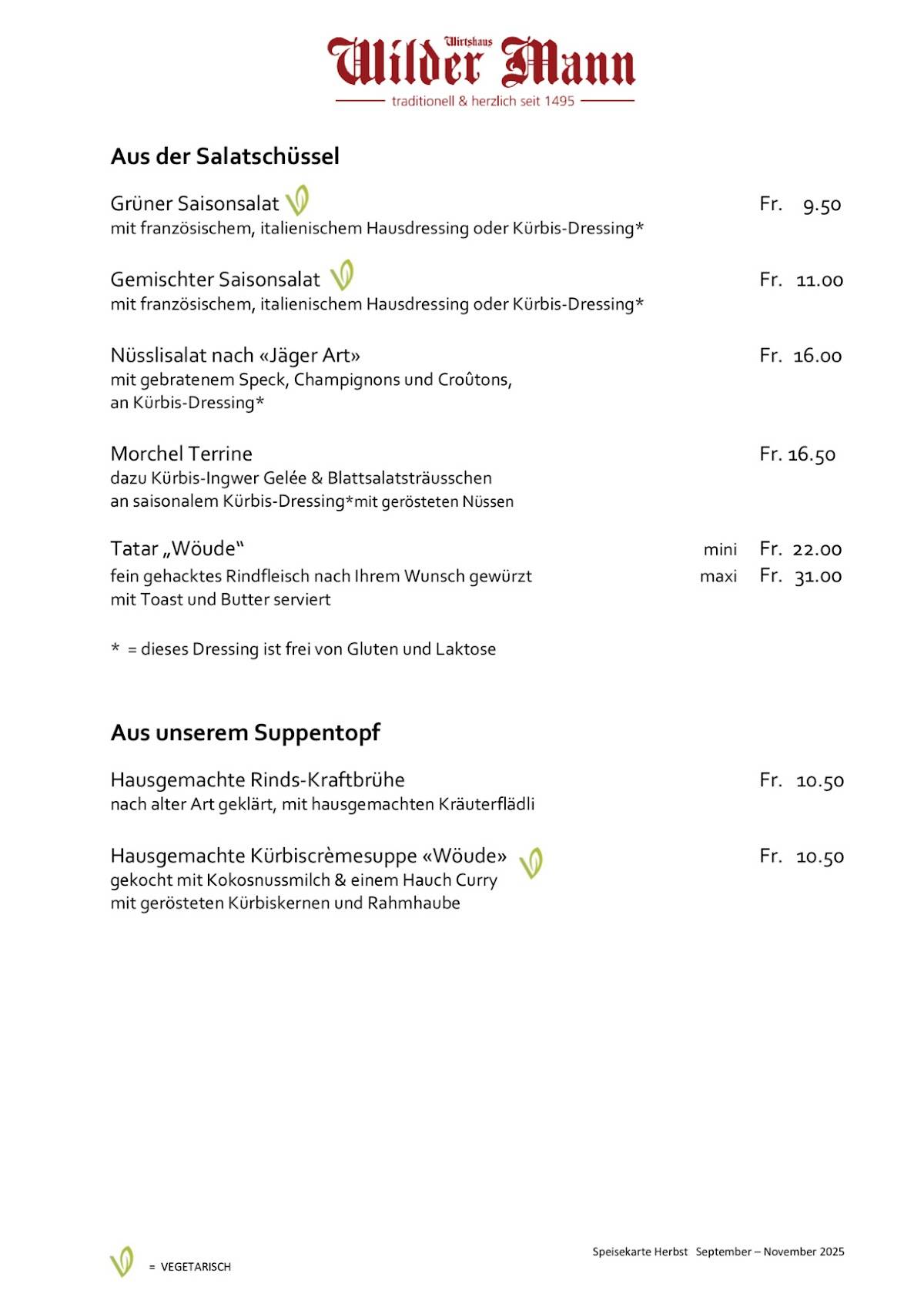 Menu di Wilder Mann Sursee AG 