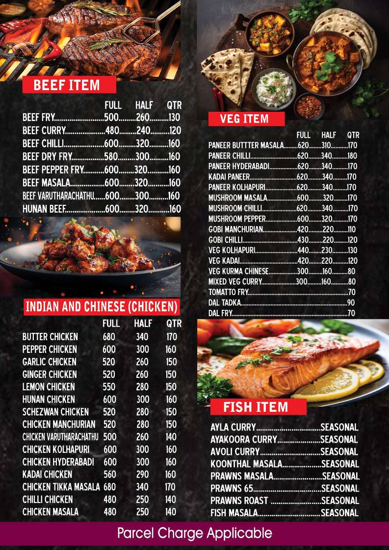 Zoe's menu