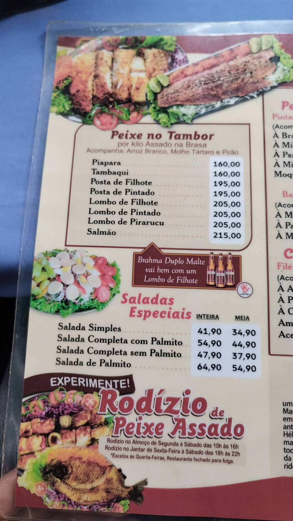 Restaurante Arapuca cardápio