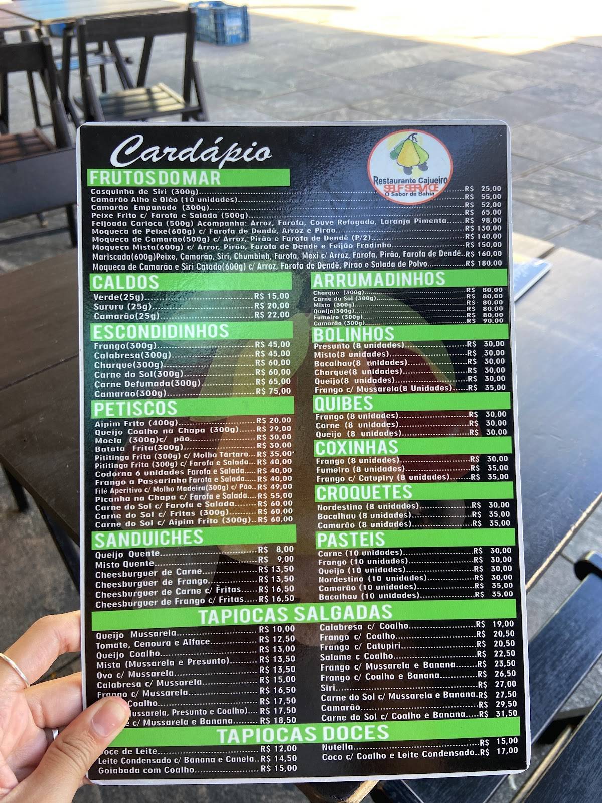 Restaurante Cajueiro cardápio