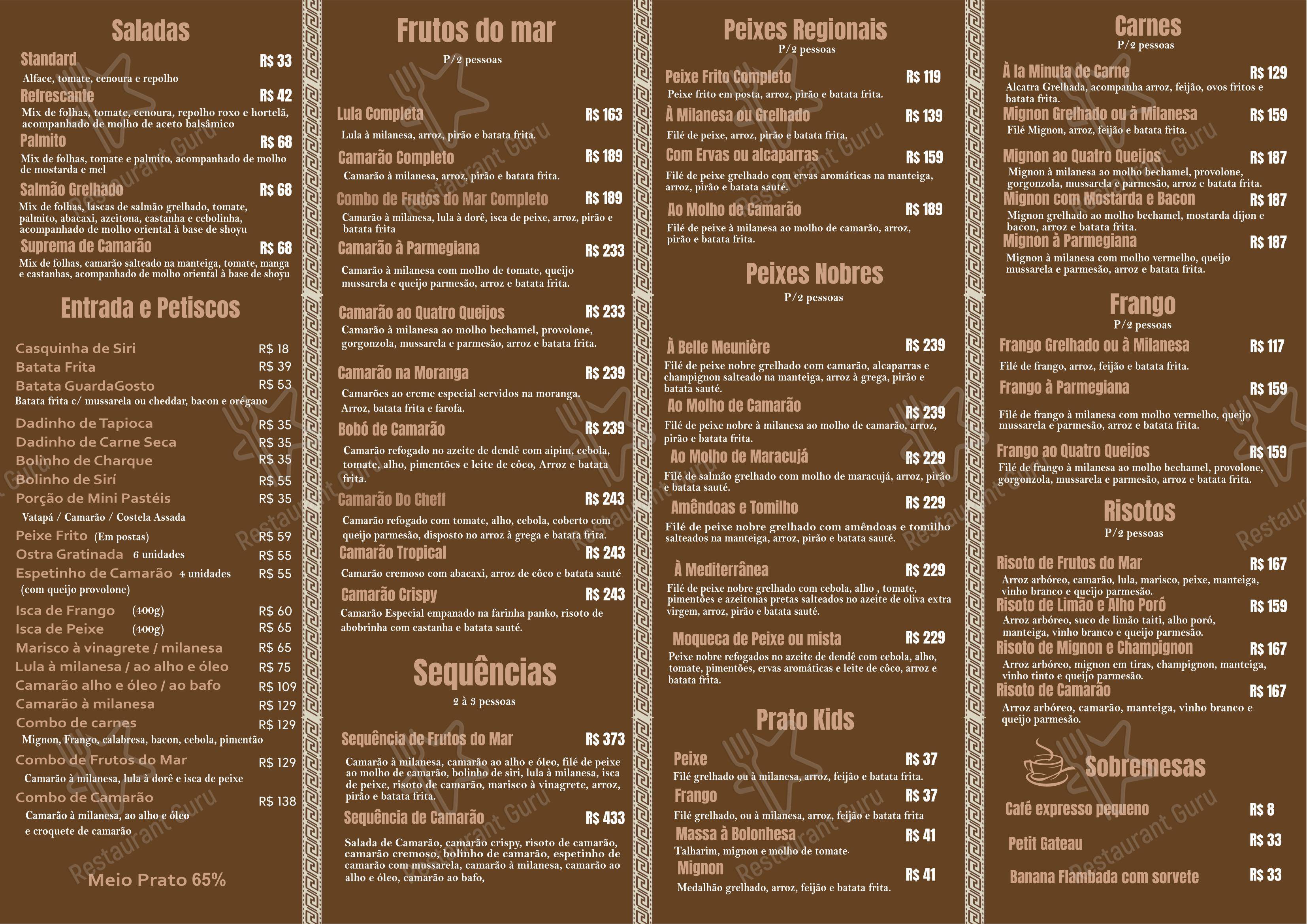 Menu para Restaurante GuardaGosto - Guarda do Embaú em Palhoça