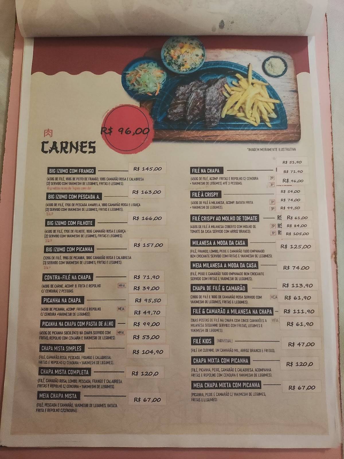 Restaurante Izumo cardápio