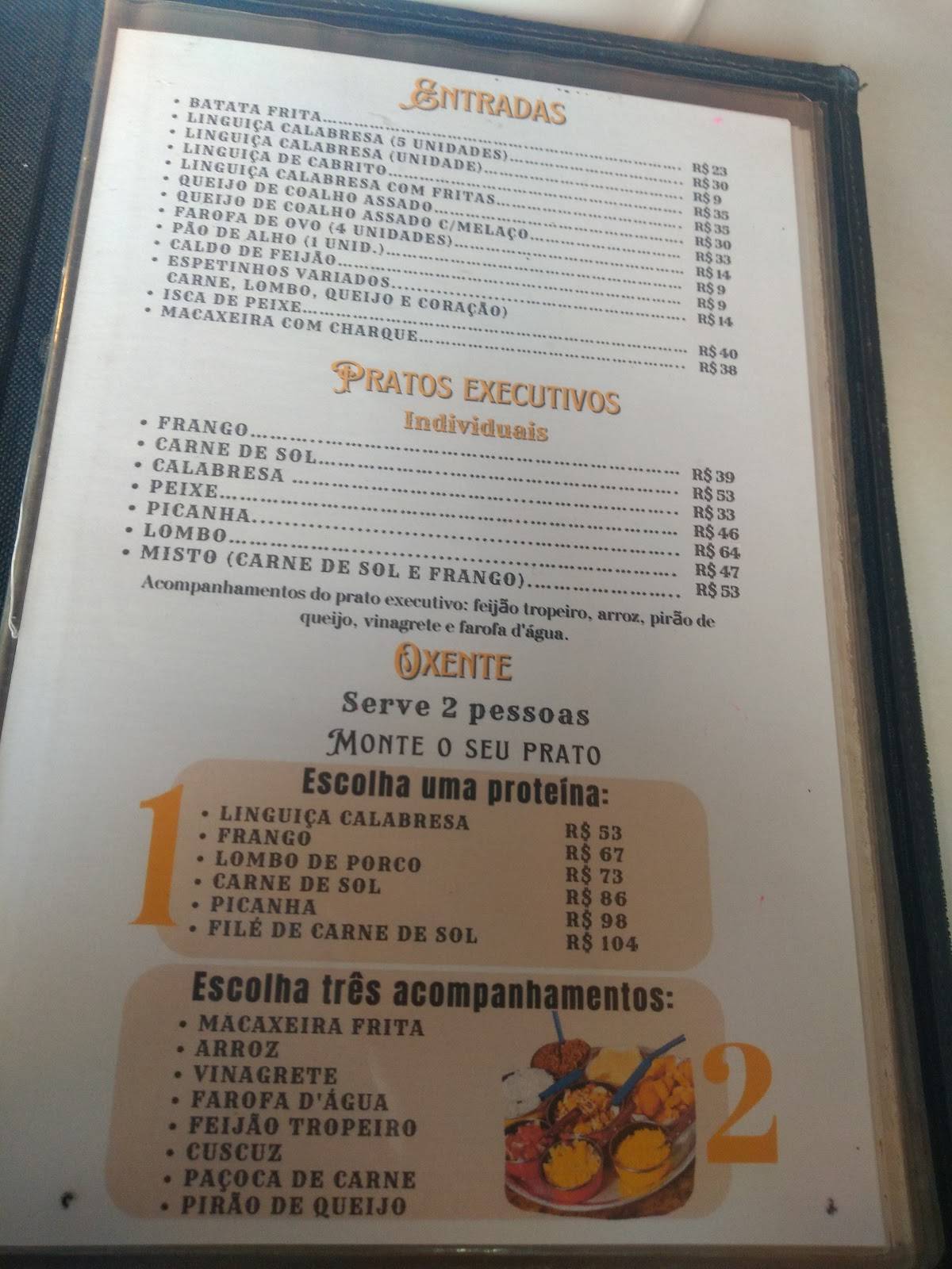Restaurante Recanto Paraibano cardápio