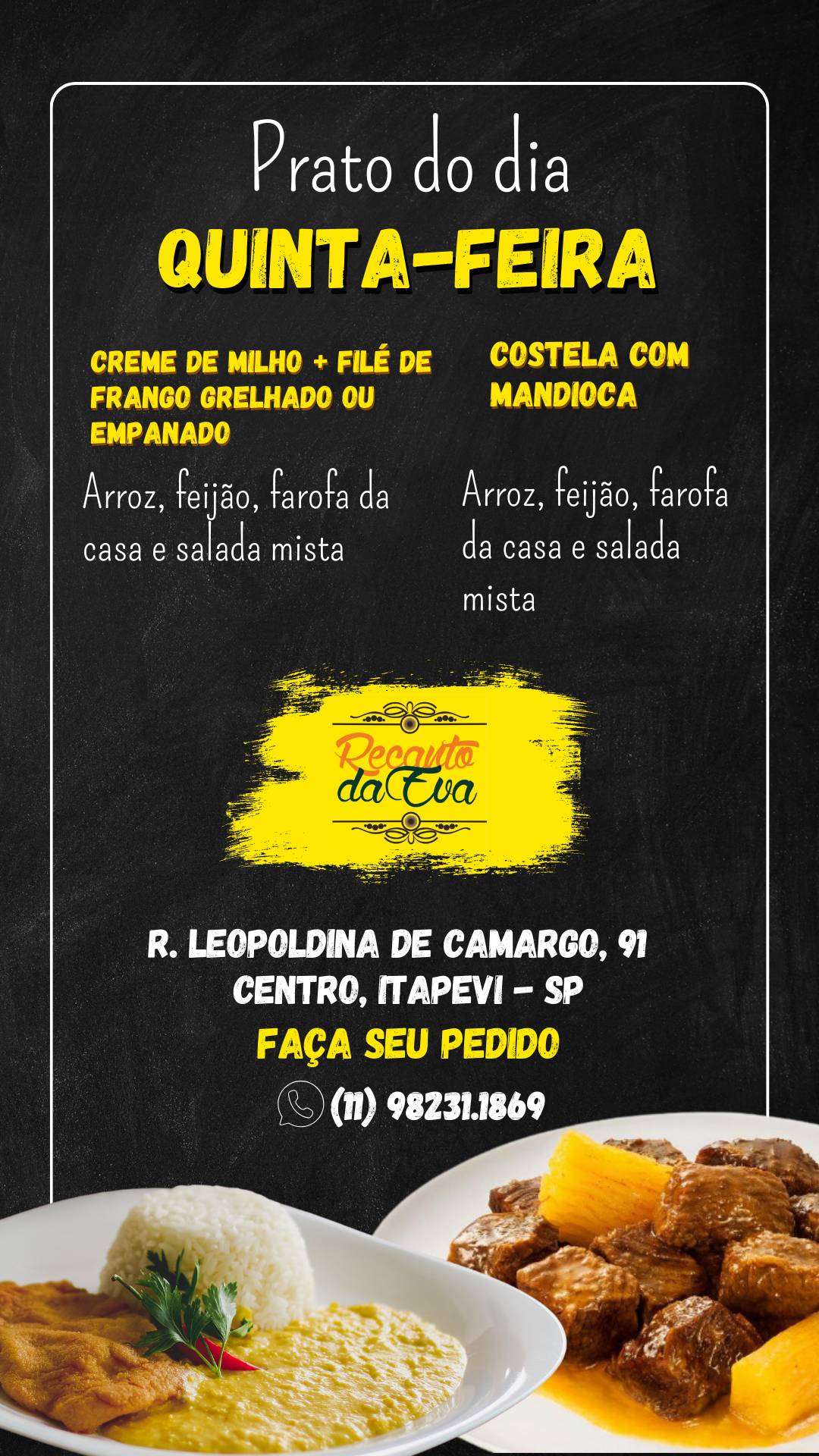Restaurante Recanto da Eva cardápio
