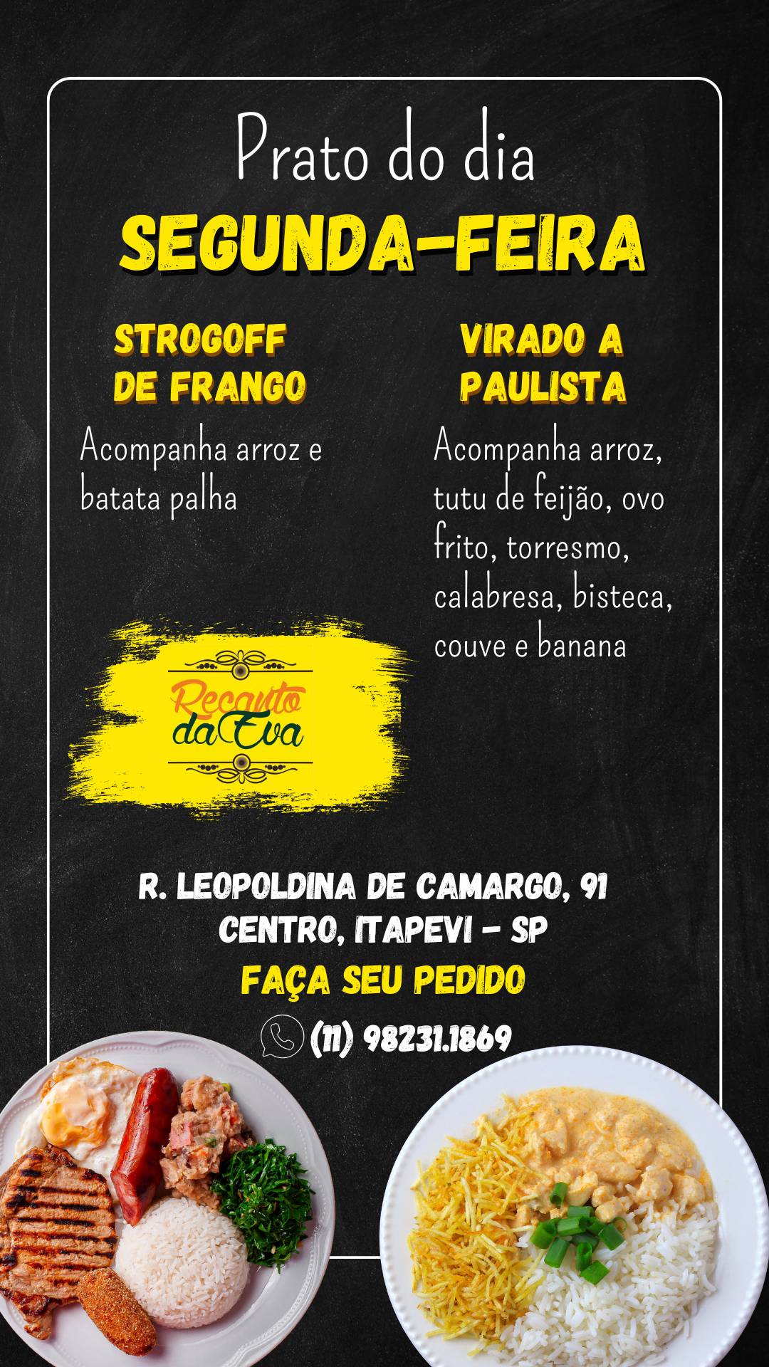 Restaurante Recanto da Eva cardápio